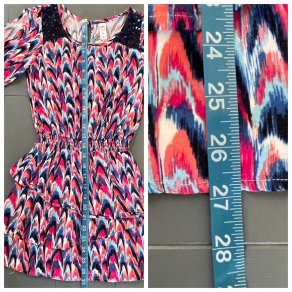 JUSTICE Girls Cold Shoulder Multi Colored Layered Ruffled Dress size 10 - Picture 14 of 16